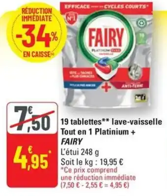 G20 Fairy 19 tablettes lave vaisselle tout en 1 platinium offre