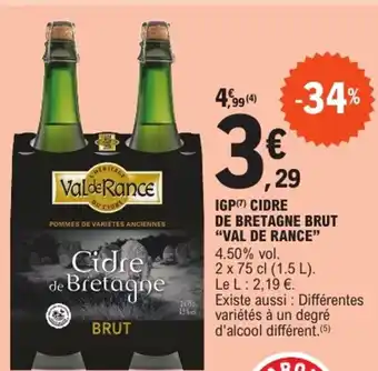 E.Leclerc "VAL DE RANCE" Igp cidre de bretagne brut offre