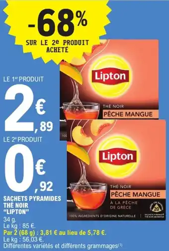 E.Leclerc "LIPTON" Sachets pyramides thé noir offre