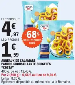 E.Leclerc "COSTA" Anneaux de calamars panure croustillante surgelés offre