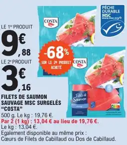 E.Leclerc "COSTA" Filets de saumon sauvage msc surgelés offre