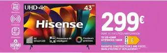 E.Leclerc HISENSE Tv led 43a6n 43" (pouces) offre