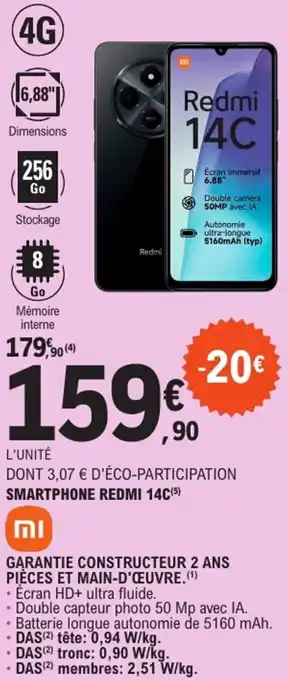 E.Leclerc REDMI Smartphone redmi 14c offre