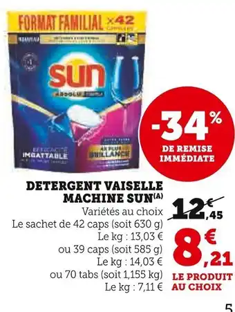 Super U SUN Detergent vaiselle machine offre