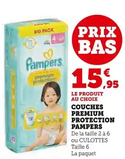 Super U PAMPERS Couches premium protection offre