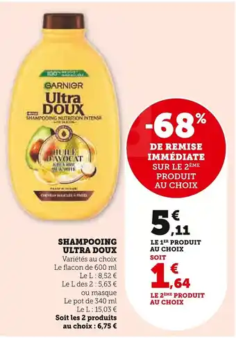 Super U GARNIER Shampooing ultra doux offre