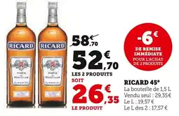 Super U RICARD 45° offre