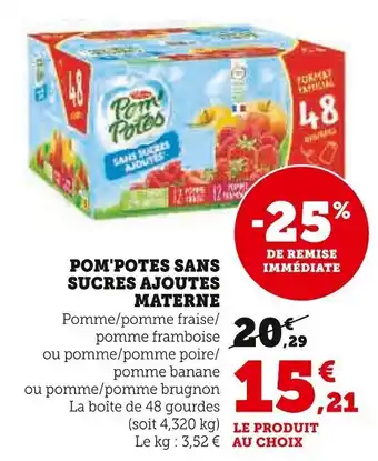 Super U MATERNE Pom'potes sans sucres ajoutes offre