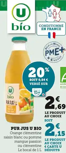 Super U U BIO Pur jus offre