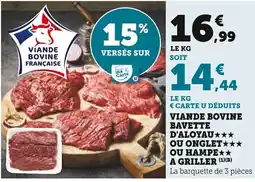 Super U Viande bovine bavette d'aloyau ou onglet ou hampe a griller offre