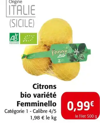 Colruyt Citrons bio variété Femminello offre