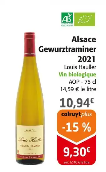 Colruyt LOUIS HAULIER Alsace Gewurztraminer 2021 offre