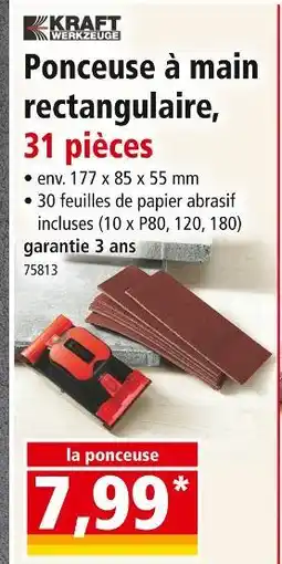 Norma Kraft Werkzeuge Ponceuse à main rectangulaire, 31 pièces offre