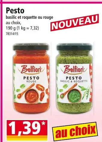 Norma BELFIORI Pesto basilic et roquette ou rouge offre