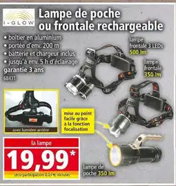 Norma I-GLOW Lampe de poche ou frontale rechargeable offre