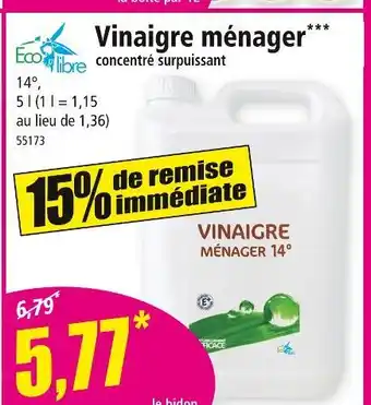 Norma ECO LIBRE Vinaigre ménager concentré surpuissant offre