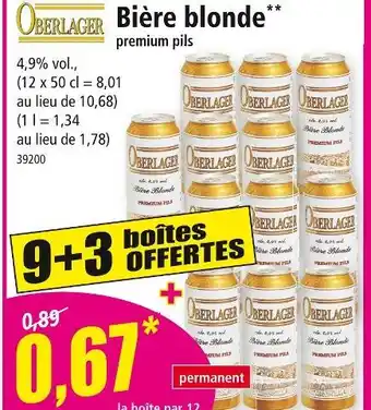 Norma Oberlager Bière blonde premium pils offre