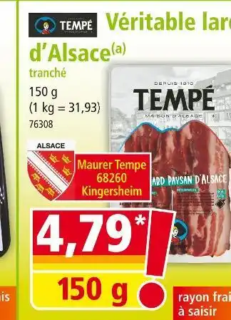 Norma Véritable lard d'Alsace offre