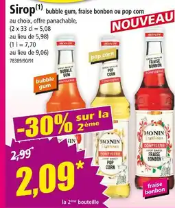 Norma MONIN Sirop bubble gum, fraise bonbon ou pop corn offre