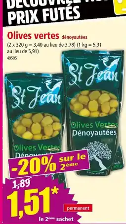 Norma ST JEAN Olives vertes dénoyautées offre