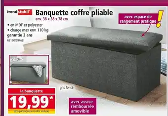 Norma TRENDSTABIL Banquette coffre pliable env. 38 x 38 x 78 cm offre