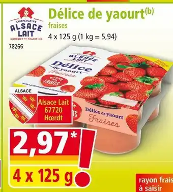 Norma ALSACE LAIT Délice de yaourt fraises offre