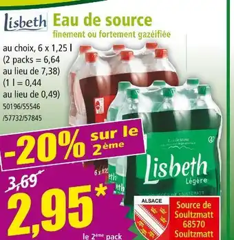 Norma Lisbeth Eau de source finement ou fortement gazéifiée offre