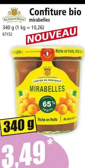 Norma Les Comtes de Provence Confiture bio mirabelles offre