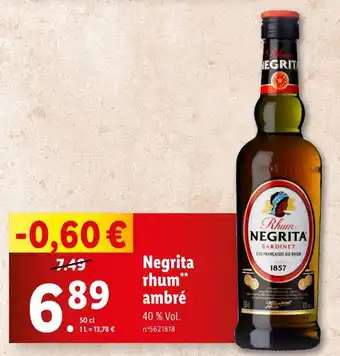 Lidl NEGRITA Negrita rhum ambré offre