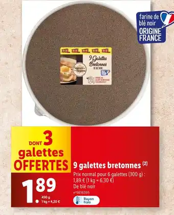 Lidl Saveurs de nos Régions 9 galettes bretonnes offre