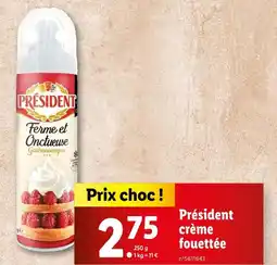 Lidl PRÉSIDENT crème fouettée offre