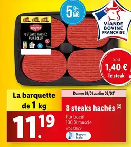 Lidl L'ÉTAL DU BOUCHER 8 steaks hachés offre