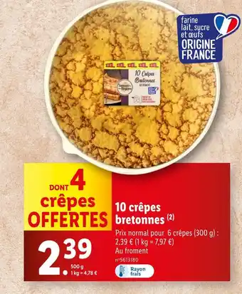 Lidl Saveurs de nos Régions 10 crêpes bretonnes offre