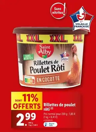 Lidl SAINT ALBY Rillettes de Poulet Rôti offre