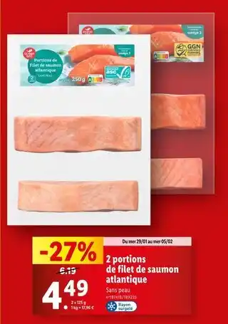 Lidl OCEAN SEA 2 portions de filet de saumon atlantique offre