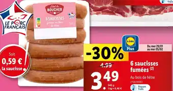 Lidl 6 saucisses fumées offre