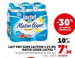 U Express MATIN LEGER LACTEL Lait UHT sans lactose 1,2% MG offre