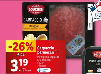 Lidl L'étal du Boucher Carpaccio parmesan offre