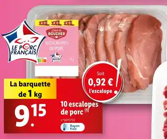 Lidl 10 escalopes de porc offre