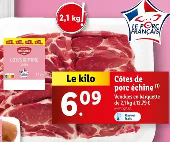 Lidl Côtes de porc échine offre