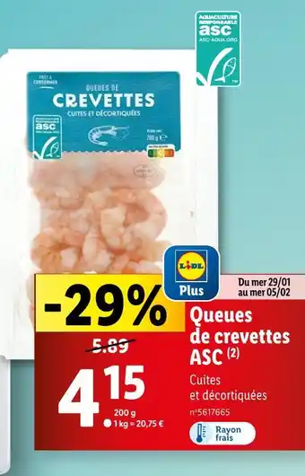 Lidl Queues de crevettes ASC offre