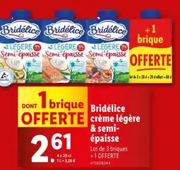 Lidl BRIDÉLICE crème légère & semi-épaisse offre