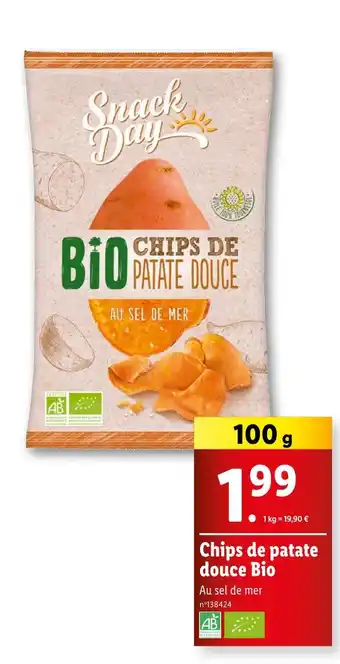 Lidl SNACK DAY Chips de patate douce Bio offre