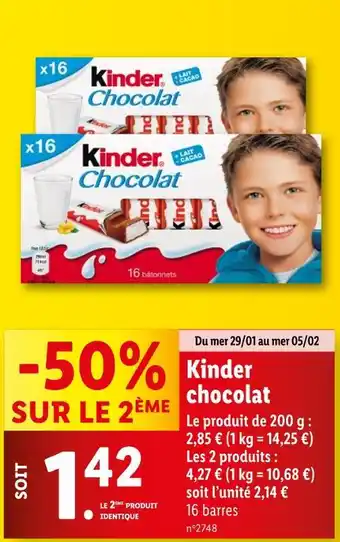 Lidl Kinder Chocolat offre