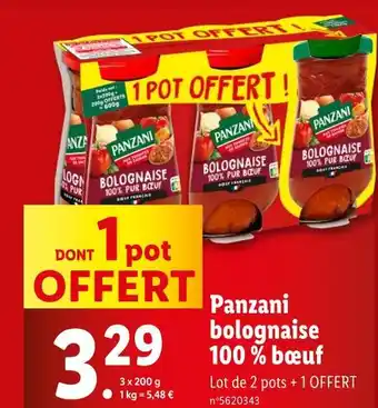 Lidl Panzani Bolognaise 100% bœuf offre