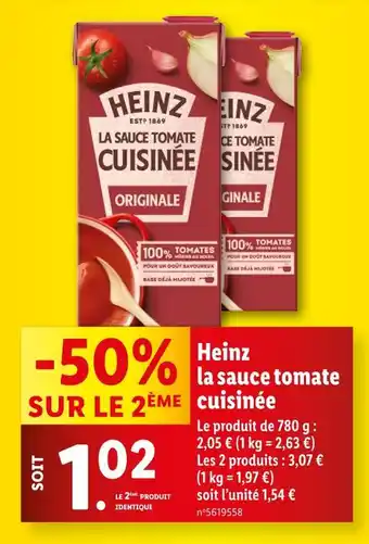 Lidl Heinz La sauce tomate cuisinée offre