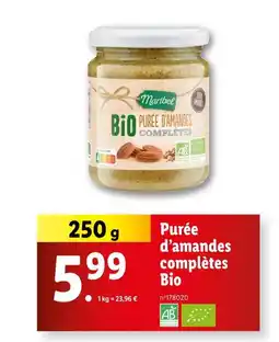 Lidl Maribel Purée d'amandes complètes Bio offre