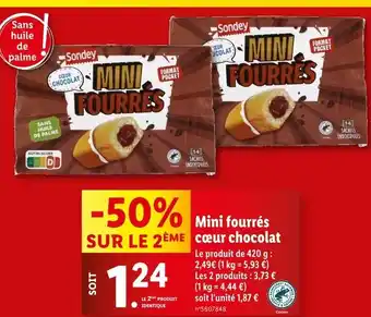 Lidl Sondey Mini fourrés cœur chocolat offre