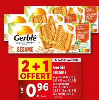 Lidl Gerblé sésame offre