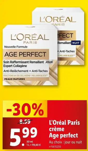 Lidl L'Oréal Paris Crème Age perfect offre